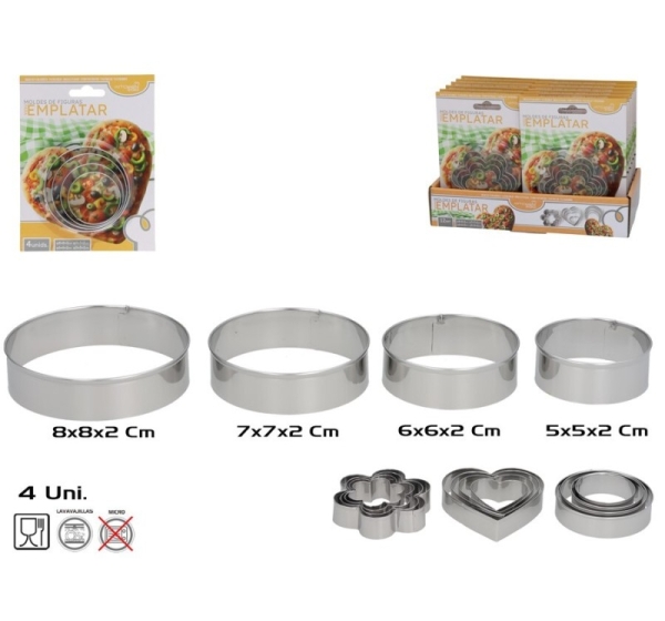 Набор из 4 форм для сервировки, 3 вида фигур, 2 x 8 x 8 см, KITCHEN&GO