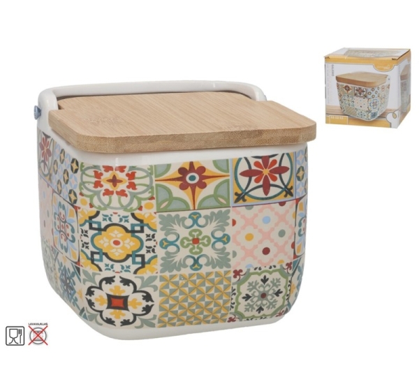 Солонка с бамбуковой крышкой, 12 x 12,5 x 11 см, KITCHEN&GO