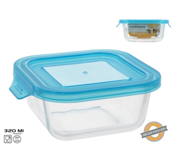 Square Glass Lunch Box 320Ml, 5 X 13,2 X 11,7 Cm, KITCHEN&GO