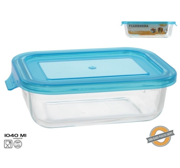 Rectangular Glass Lunch Box 1040Ml, 6 X 22 X 15,5 Cm, KITCHEN&GO
