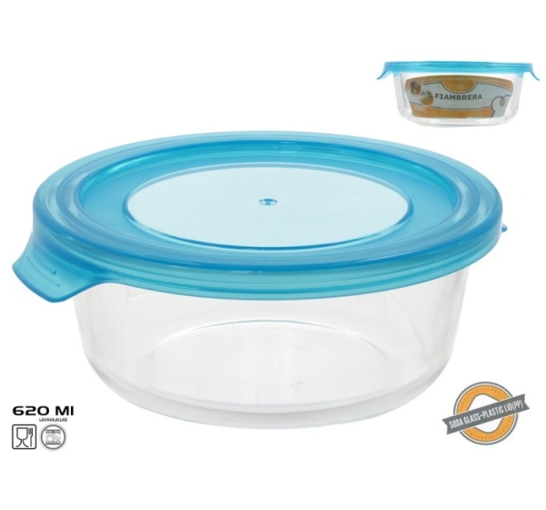 Круглый стеклянный контейнер для еды 620 мл, 6 x 17 x 15,5 см, KITCHEN&GO