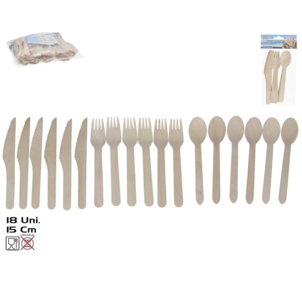 Cutlery X18, Wood, 16 X 3,2 Cm, SUMMER ENJOY