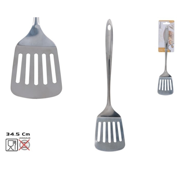 Кухонная лопатка с прорезями, стальная, 34,5 x 7,7 x 5 см, KITCHEN&GO