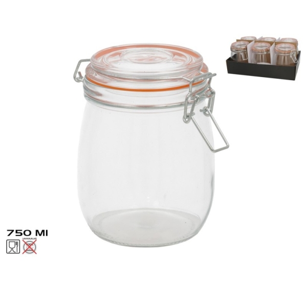 Hermētiska burka 750 ml, 14,3 x 11,5 x 14 cm, KITCHEN&GO
