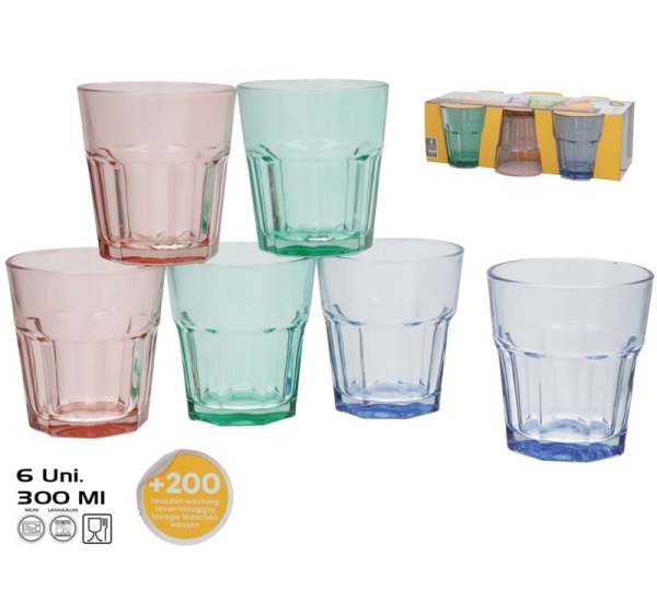 Set Of 6 Glasses 300 Ml, 9 X 8,7 X 8,7 Cm, KITCHEN&GO
