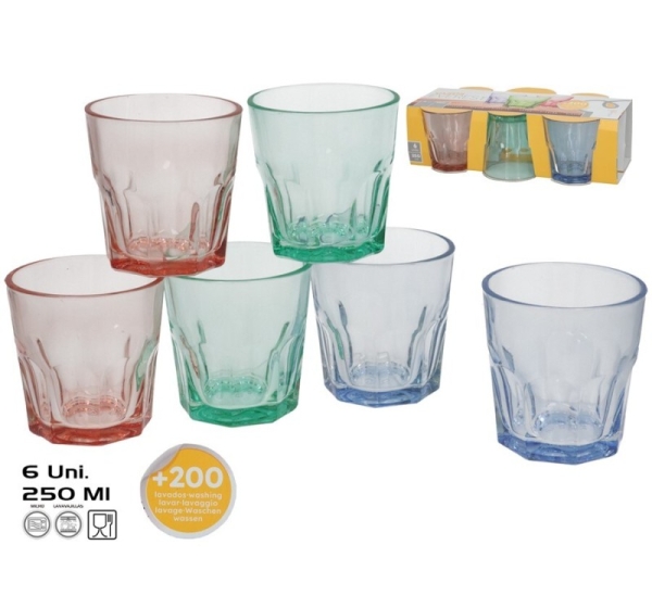 Glāzes (6 gab.) 250 ml, 8,5 x 8,3 x 8,3 cm, KITCHEN&GO