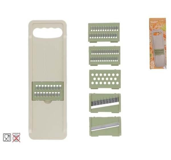 Vegetable Grater with 6 Blades, Green, 2 x 31,5 x 10,3 cm, KITCHEN&GO
