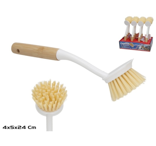 Pot Washing Brush with Bamboo Handle, 24 x 4 x 5,5 cm