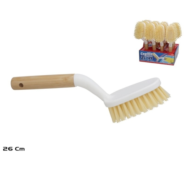 Cleaning Brush with Bamboo Handle, 26 x 6 x 7 cm