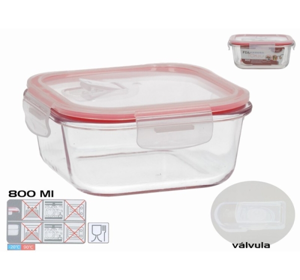 Kvadrātveida pusdienu kārba 800 ml, 7 x 15,5 x 15,5 cm, KITCHEN&GO