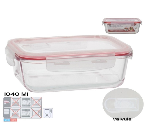 1040 ml Rectangular Lunch Box, 6,5 x 20,5 x 15,5 cm, KITCHEN&GO