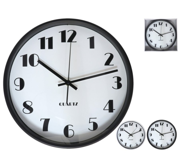 Wall Clock 30 cm, Large Numbers, 2 Assorted, 30 x 30 x 4 cm, DECORLIFE