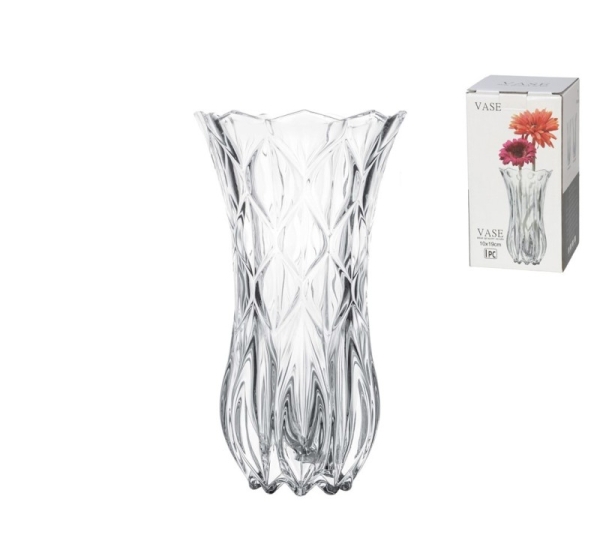 Glass Vase 19 cm, 19 x 10 x 10 cm, DECORLIFE