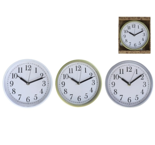 Wall Clock 20 cm, 3 Assorted, 20,0 x 20,0 x 3,5 cm, DECORLIFE