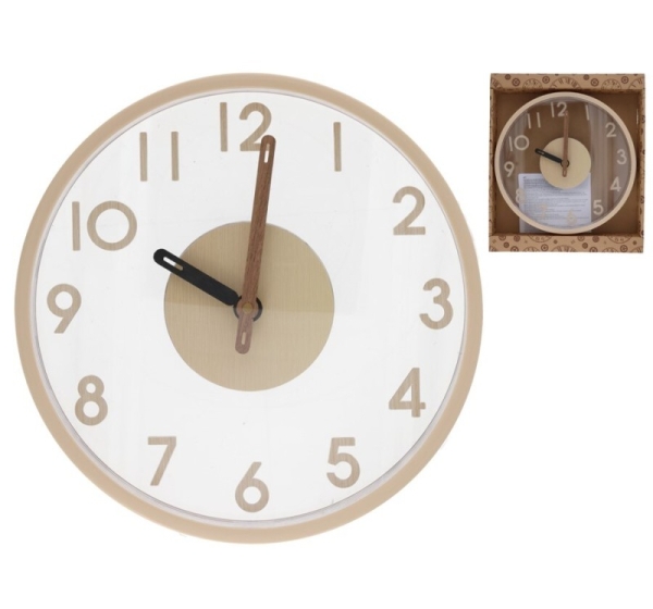 Wood Effect Wall Clock, 30 x 30 x 4,5 cm, DECORLIFE