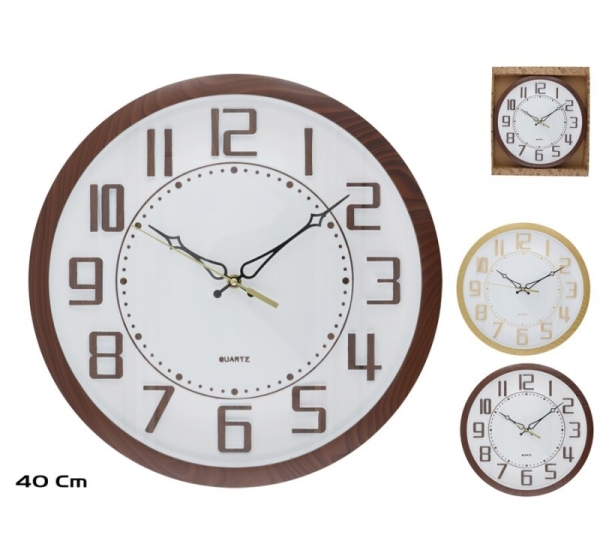 Настенные часы под дерево 40 см, 2 вида, 40 x 40 x 3 см, DECORLIFE