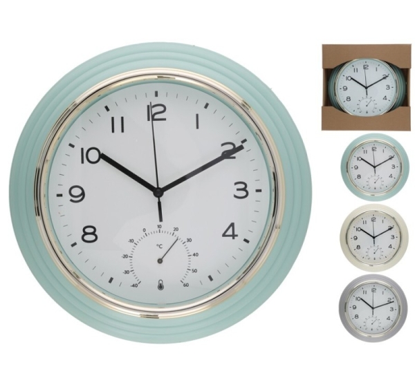 Wall Clock, 3 Assorted, 30 x 30 x 7,5 cm, DECORLIFE