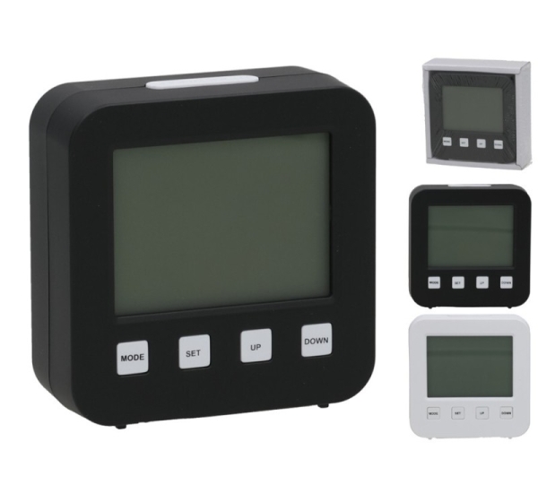 LCD Alarm Clock 8,8 x 8,9 cm, 2 Assorted, DECORLIFE