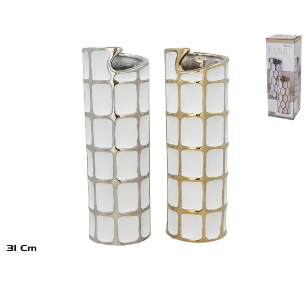 Керамическая ваза 10 x 10 x 30 см, 2 вида, DECORLIFE