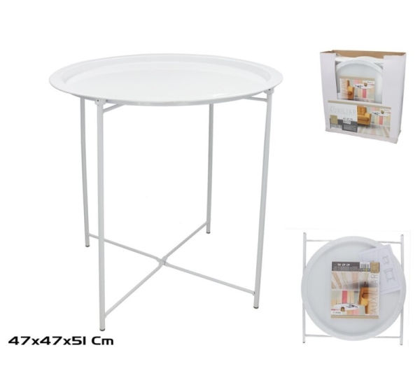 Металлический приставной столик 47 x 47 x 51 см, белый, DECORLIFE