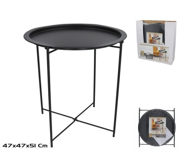 Metal Table 47 x 47 x 51 cm, Black, DECORLIFE