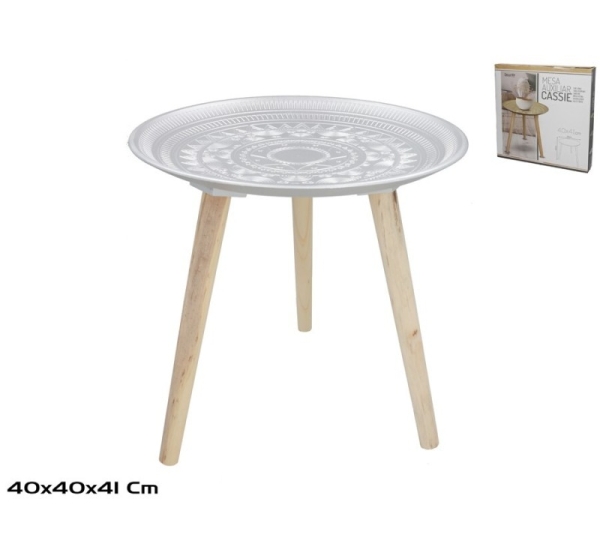 Деревянный стол 40 x 41 см, серебристый, DECORLIFE