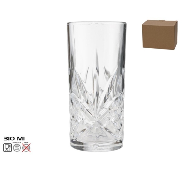 Glass, 6 piece set, 310Ml, 14,3 X 6,8 X 6,8 Cm, KITCHEN&GO
