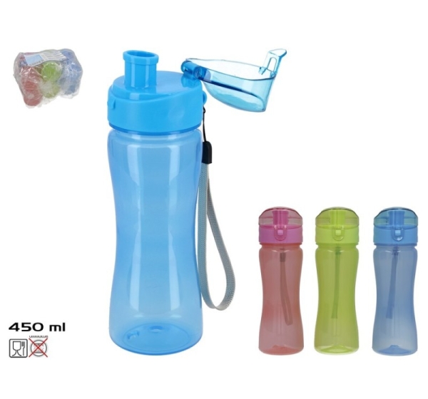 Plastmasas pudele 450 ml, 3 krāsas, 7x7x22 cm, SUMMER ENJOY