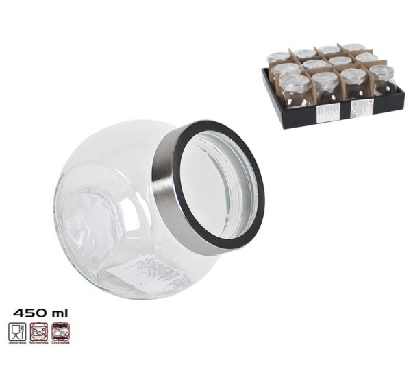 Glass storage jar 450 ml, 10x7.5x10.5 cm, KITCHEN&GO