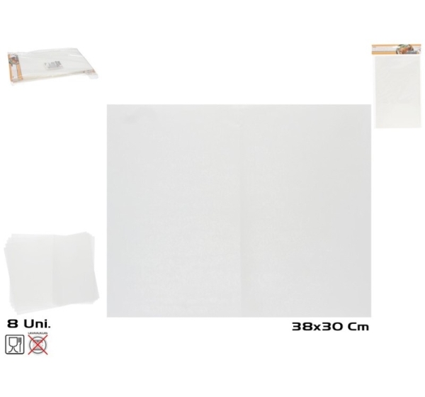 Oven Paper x8 38x30.5 cm, 0.1x38x30.5 cm, KITCHEN&GO