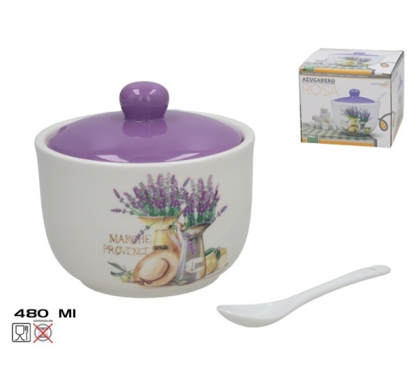 Sugar Bowl With Spoon 480 ml Pink Dolomite, 11.5x11.5x10 cm, KITCHEN&GO