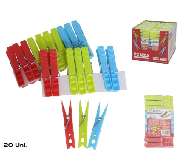 Clothespins 20pcs, 1x1x7 cm, GERIMPORT