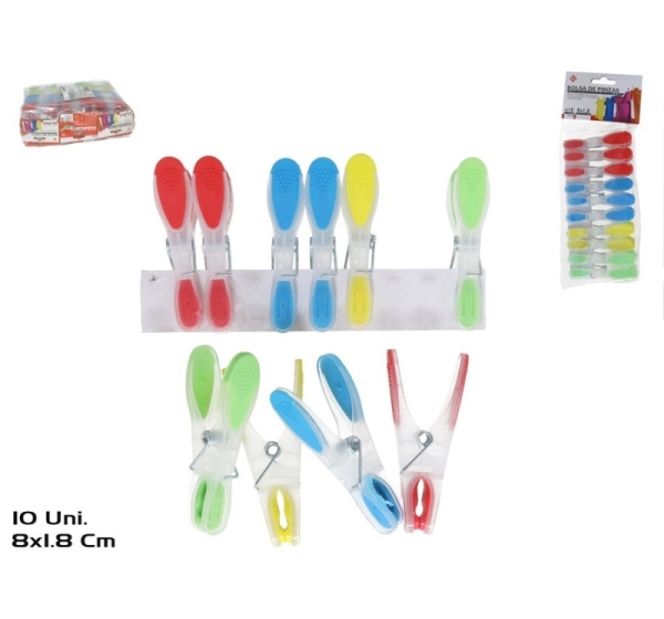 Silicone clothes pegs 10 pcs 8x1.8 cm