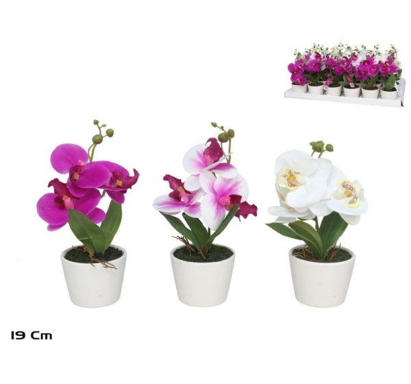 Artificial Orchids In Pot – 19 cm, 9x9x19 cm, LITO