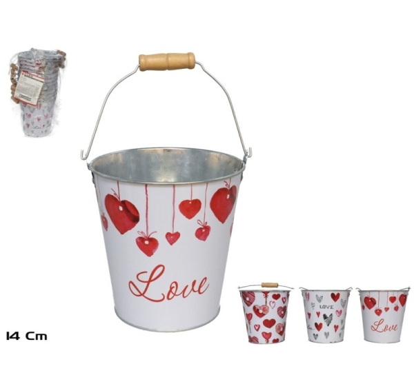 Flower pot - decorative bucket, 3 designs, 14x14x14.5 cm, GERIMPORT