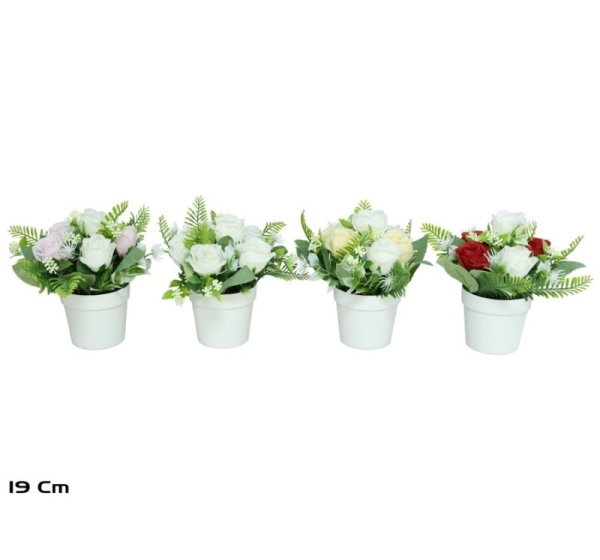 Искусственный бутон розы в горшке 19 см, 15x15x19 см, LITO