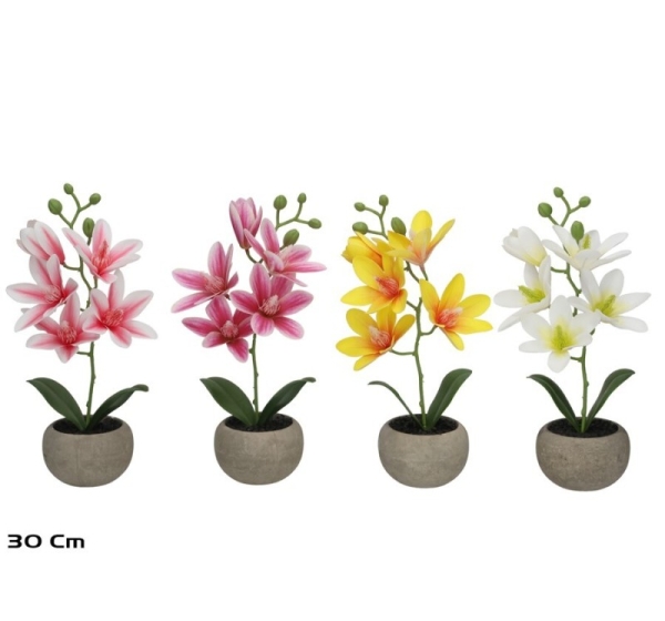Mākslīgā magnolija podā x3 – 32 cm, 8,5x13,5x30 cm, LITO