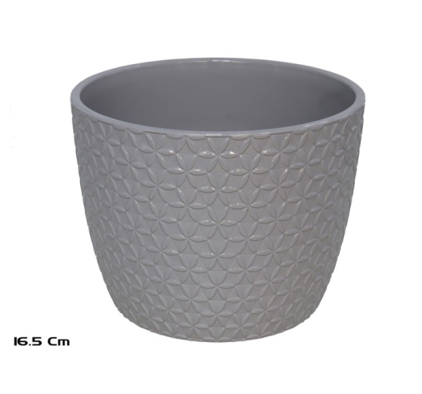 Elio Gray Flower Pot 16.5x12.7x12.4 cm, GARDEN ENJOY