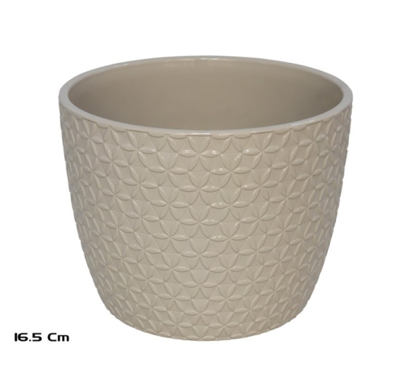 Elio Beige Flower Pot 16.5x12.7x12.4 cm, GARDEN ENJOY