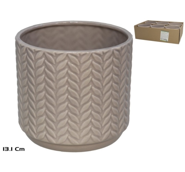Chiara Brown Ceramic Flower Pot 13.1x13.1x12.5 cm, GARDEN ENJOY