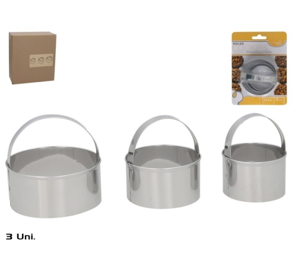 Cepumu formiņas, 3 gab., 5–6–7,5 cm, tērauds, 7,5x7,5x7,5 cm, KITCHEN&GO