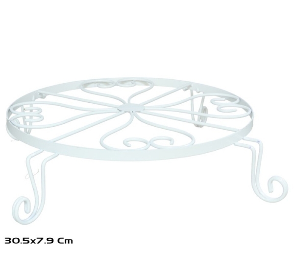 Pot Support 30.5x7.9 cm White, GARDEN ENJOY