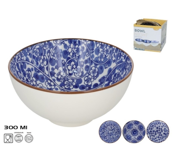 Bowl 15 cm 300 ml, 3 designs, 15x15x7.5 cm, KITCHEN&GO