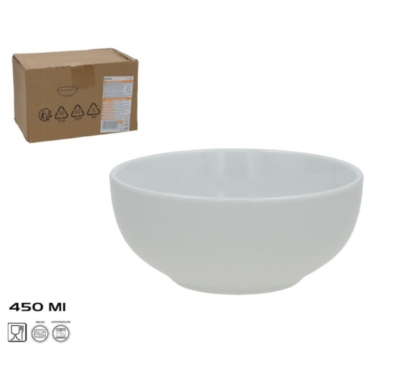 Bowl 14 cm Porcelain 450 ml, 13.7x13.7x6 cm, KITCHEN&GO