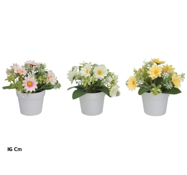 Mākslīgās margrietiņas podā (mix) 16 cm, 16x19x16 cm, LITO