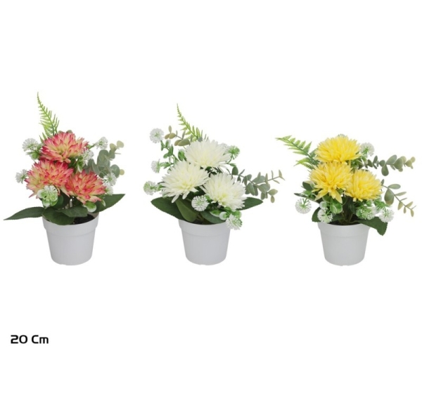 Artificial Chrysanthemum-Fern Pot 20 cm, 26x20x20 cm, LITO