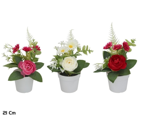 Artificial Ranunculus-Daisy Pot 21 cm, 24x18x21 cm, LITO