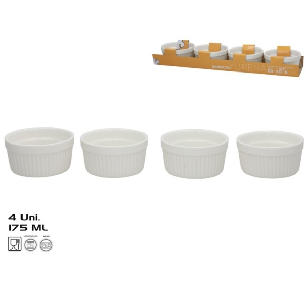 Формы для выпечки x4 175 мл 10x10x5 см белые, KITCHEN&GO