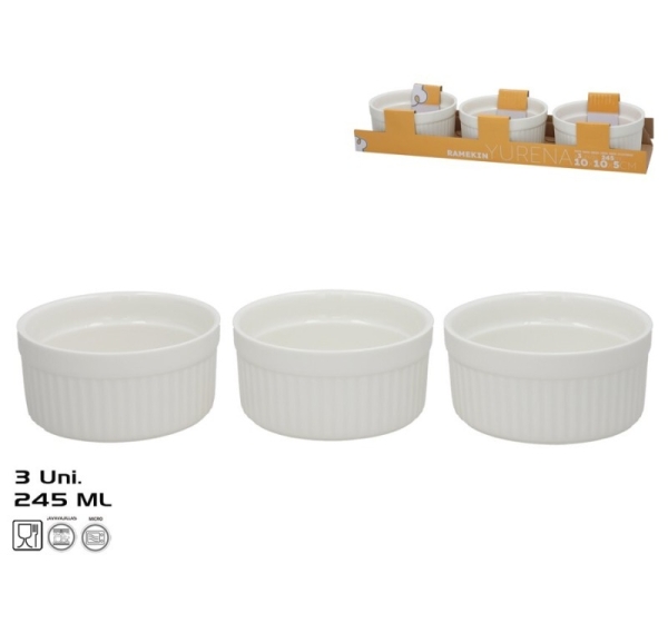 Servēsanas trauki x3 245 ml 10x10x5 cm baltas, KITCHEN&GO