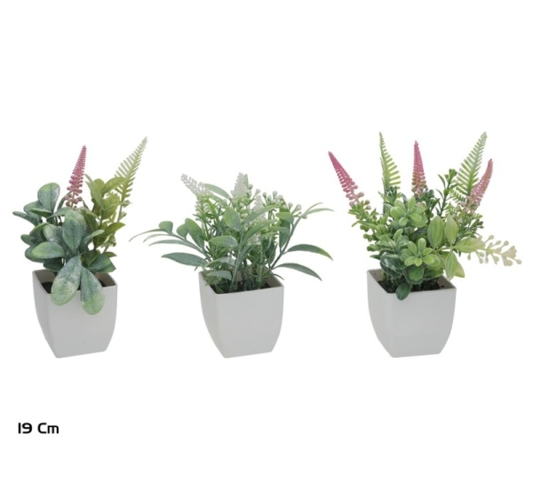 Artificial Pot Herbs Set 19 cm, 10x10x19 cm, LITO